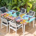 thumbnail image 2 of Teal Green Hummingbirds Table Cloths for 4 Foot Rectangle Tables, Spring Watercolor Flowers Plant Patio Waterproof Elastic Fitted Tablecloths, Washable Rectangular Table Cover for Camping, 2 of 8