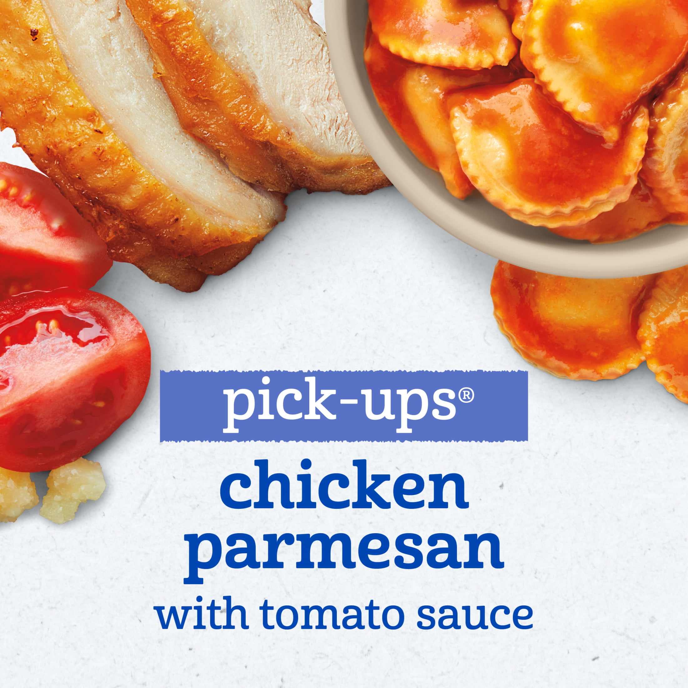 (4 pack) Gerber Pick-Ups Chicken and Parmesan Cheese Ravioli in Tomato Sauce Toddler Meals, 4.5 Oz Tray