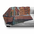 thumbnail image 2 of Amsterdam Soft Flannel Fleece Throw Blanket, Small Town of Vintage Houses, Cozy Plush for Indoor and Outdoor Use, 60" x 80", Burnt Sienna Turquoise, by Ambesonne, 2 of 5