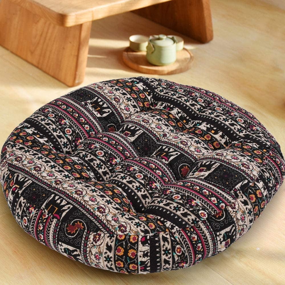 4" Thicken 22" Large Bohemian Floor Cushion, Square/Round Meditation
