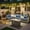Denim Blue, variant on Ovios 7 Pieces Patio Furniture Conversation Set, Wicker Rattan Outdoor Sectional Sofa with Fire Pit Table and Smart Lighted Table, Black