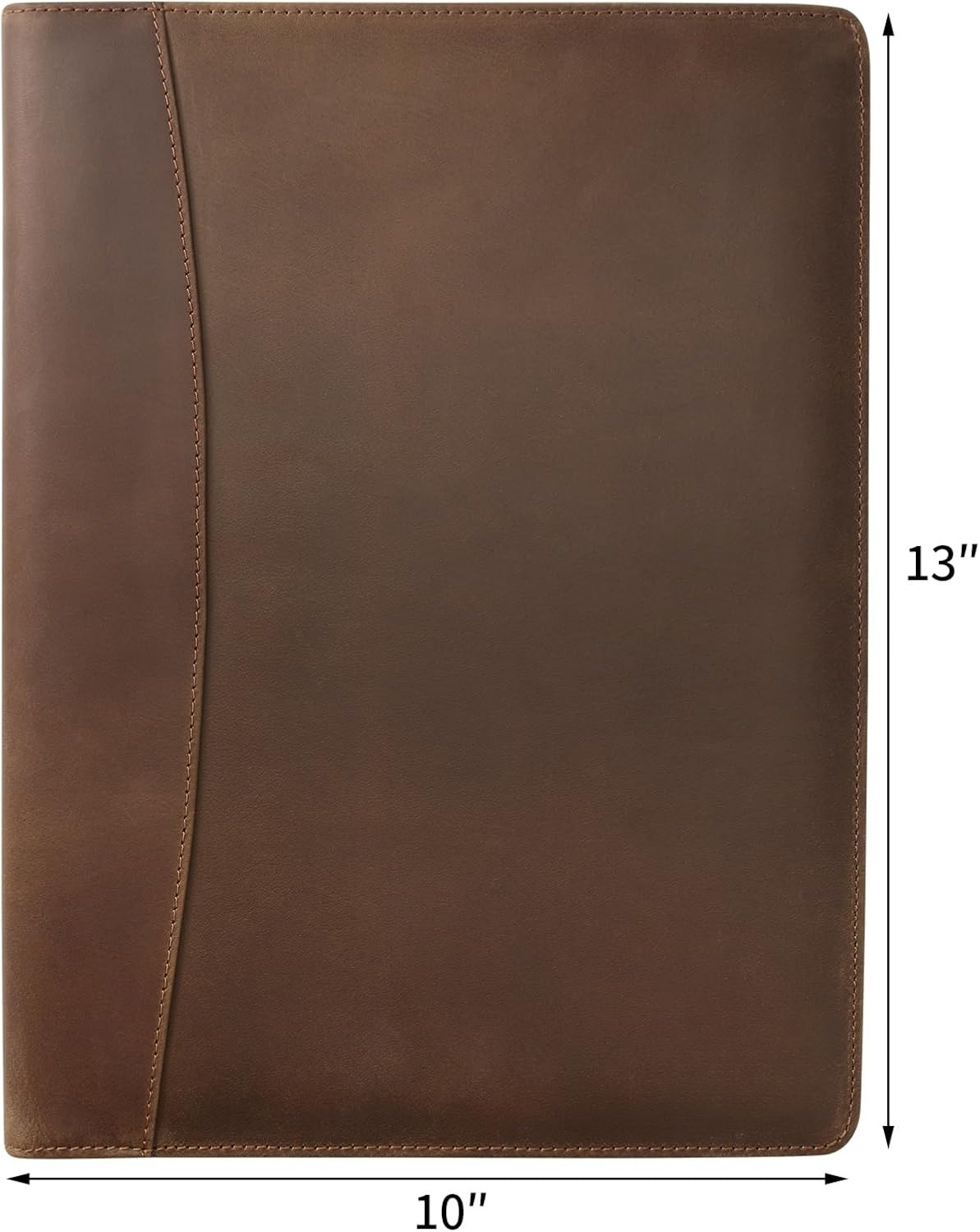 Genuine Leather Zipper Briefcase for Men and Women, Business Resume Folder Organizer, Brown
