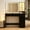 Black, variant on ICEEIF White Makeup Vanity Desk with Mirror and Lights, Glass Top Vanity with Jewelry Storage, Power Outlet, 3 Modes, 2 Drawers for Bedroom