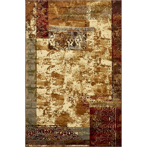 Unique Loom Barista Collection Area Rug - Arusha (5' 1" x 8' Rectangle Beige/Black)