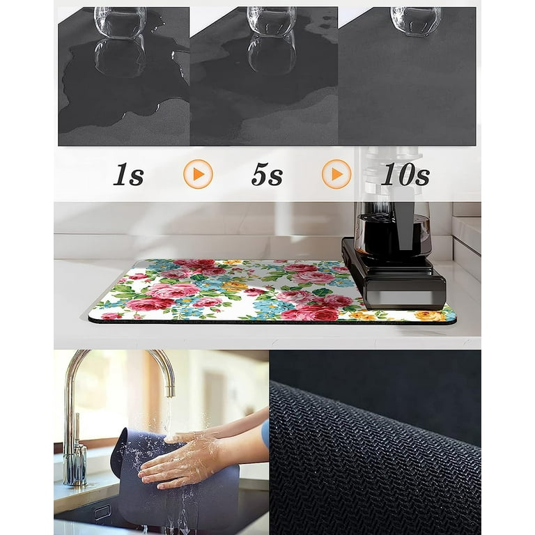Tioheam Koffiematten voor aanrecht,Keuken absorberende afdruipmat - Antislip Koffiezetapparaat Mat Espresso Machine Schotel Mat, Koffiemachine Mat voor Keuken Counter-Coffee Bar Accessoires