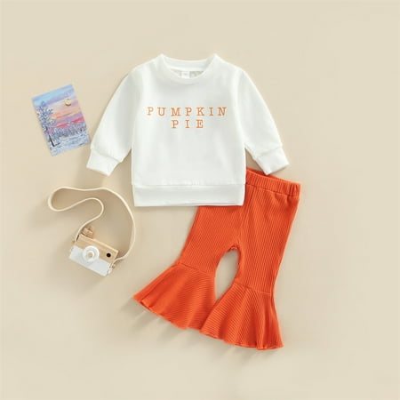 

Journey Toddler Girl Outfits Vintage Bell-Bottom Pants+Long Sleeve Sweatshirt Tops(110cm)