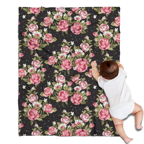 Pioneer Flower Floral Print Pattern Blanket,Comfortable Soft Flannel Throw Blanket,All Season,Warm Lightweight Blankets for Sofa Bed Couch Living Room Chair,30"x40"