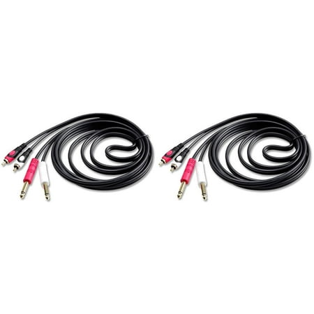 2 Pair Mr DJ CDQR25 25 Feet Dual 1/4 TS Mono to Dual RCA Male Pro DJ PA Audio Cable