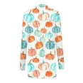 thumbnail image 3 of Uootdi Women's Fall Pumpkin Print Open Front Cardigan Long Sleeve Loose Fit Asymmetric Hem Casual Autumn Harvest Outerwear White Women Top, 3 of 6
