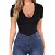 thumbnail image 2 of Camiseta básica ajustada de manga larga y cuello en V para mujer, de rayón elástico/spandex - S-L, 2 of 6