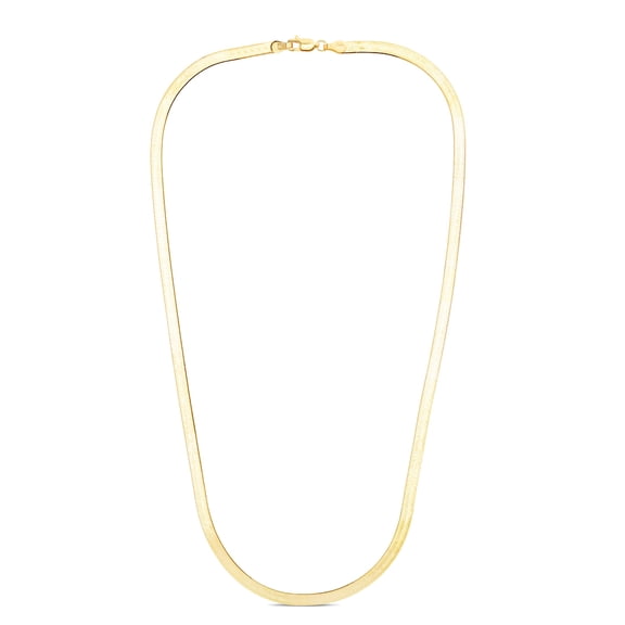 14k Gold Yellow Finish 4mm Supreme Flex Herringbone Chain With Lobster Clasp Bracelet Link Bracelet for Women and Men