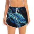 thumbnail image 2 of Pofeuu Ocean Turtle Print Women's Athletic Shorts Running Workout Shorts Tummy Control Quick Dry Gym Shorts with Pockets Double layer sports shorts-Small, 2 of 7