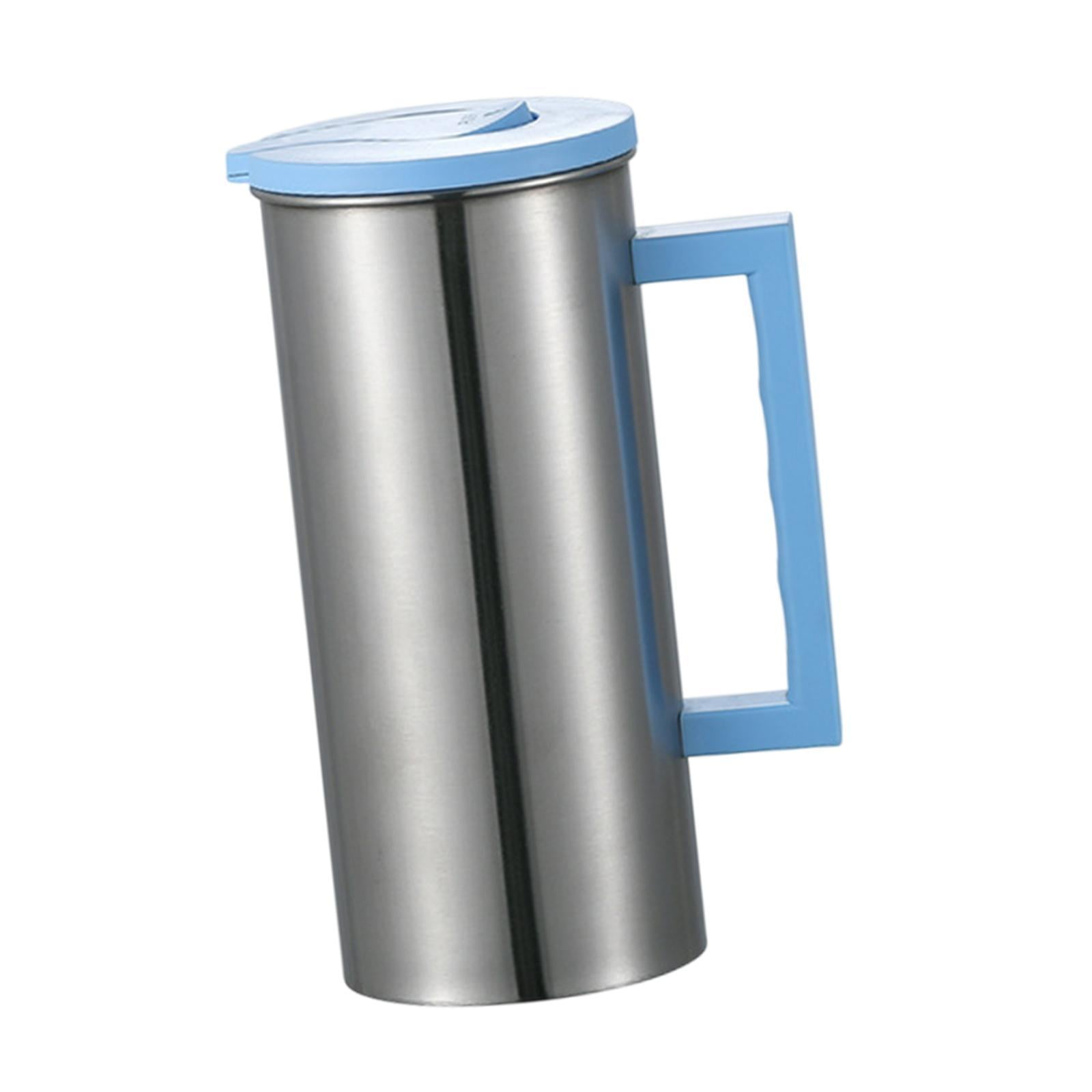 Fancyes Stainless Steel Pitcher Carafe 1800 ml Household Tea Kettle Metal Pitcher Water Jug for Gatherings Juice Milk Blue