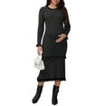 thumbnail image 2 of INSPIRE CHIC Women's Maternity Sweater Dress Stripped Ruffle Winter Warm Stretchy Knit Long Sleeve Maxi Dresses Black Medium, 2 of 6