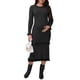 thumbnail image 2 of Vestido de maternidad de punto elástico de manga larga con volantes y rayas INSPIRAR CHIC para mujer, cálido y largo, color negro, talla XX-Large, 2 of 6