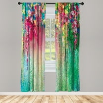 Ambesonne Flower Curtains, Abstract Colorful Ivy Floral, Pair of 28"x84", Sea Green
