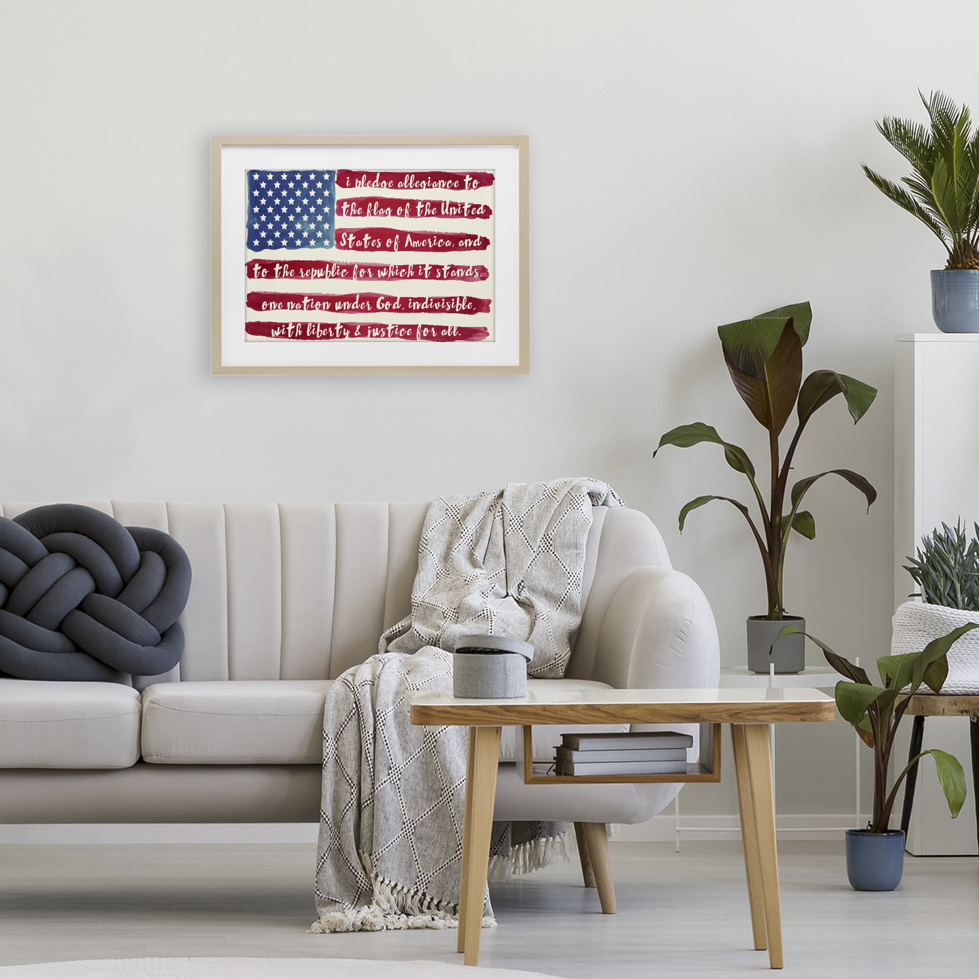 Stupell Industries Pledge Of Allegiance Flag Stripes Birch Framed Print Under Glass, design by Sophie 6