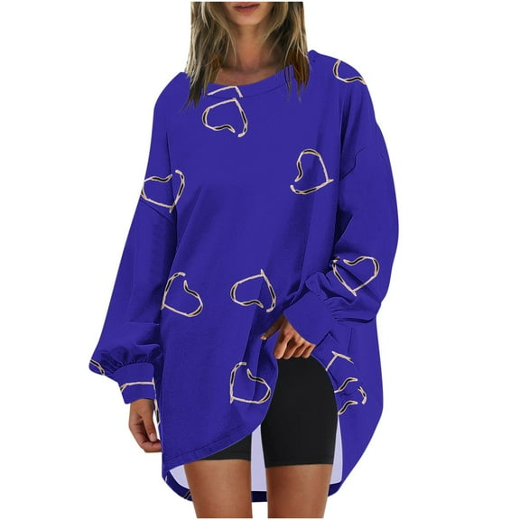 ICHUANYI Fall Shirts for Women, Womens Long Sleeve Crew Neck Plus Size Print Sweatshirts Oversized Pullover Tunic Tops Outwear Streetwear 2024