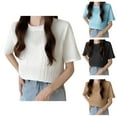 thumbnail image 5 of XFHLMJFF Women's Oversized T-Shirts Loose Fit Soft Short Sleeved Thin Round Neck Plain Comfortable Office 2024 Trendy Outfits, 5 of 6
