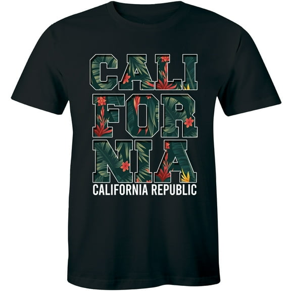 California Republic State Summer West Side Cali Men's Black T-Shirt