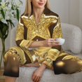 thumbnail image 6 of Hirioo Golden Glitter And Light for Women's Pajama Sets 2 Piece Pjs Women's Long-Sleeved Pajama Set Button Down Sleepwear,S-XXL-Medium, 6 of 7