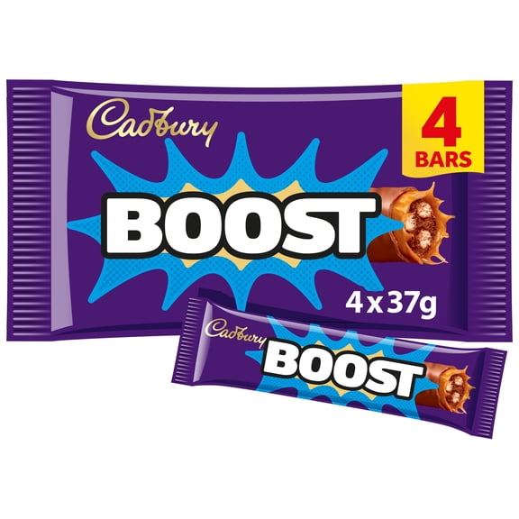 Cadbury Boost Chocolate Bar 4 Pack Multipack 148g, Imported from Britain