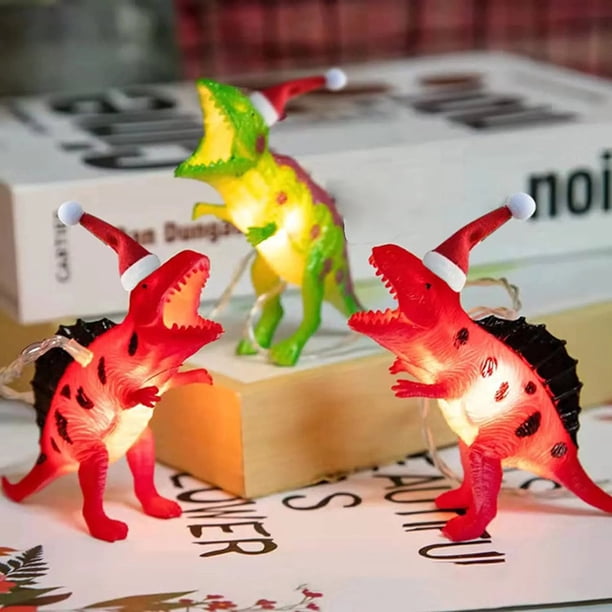 Guirnalda de luces LED de dinosaurio para niños, lámpara de dinosaurio, regalos de fiesta (sombrero de Navidad de 300CM y 20LED)