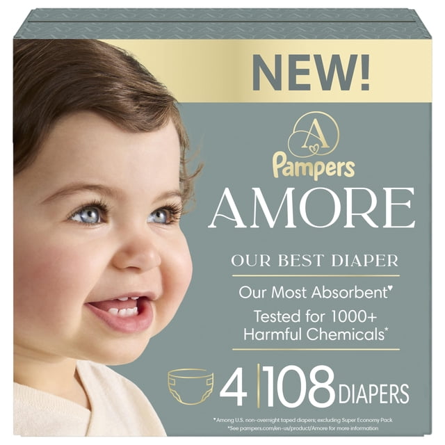 Pañales Pampers Amore Talla 4 Hipoalergénicos 108 unidades