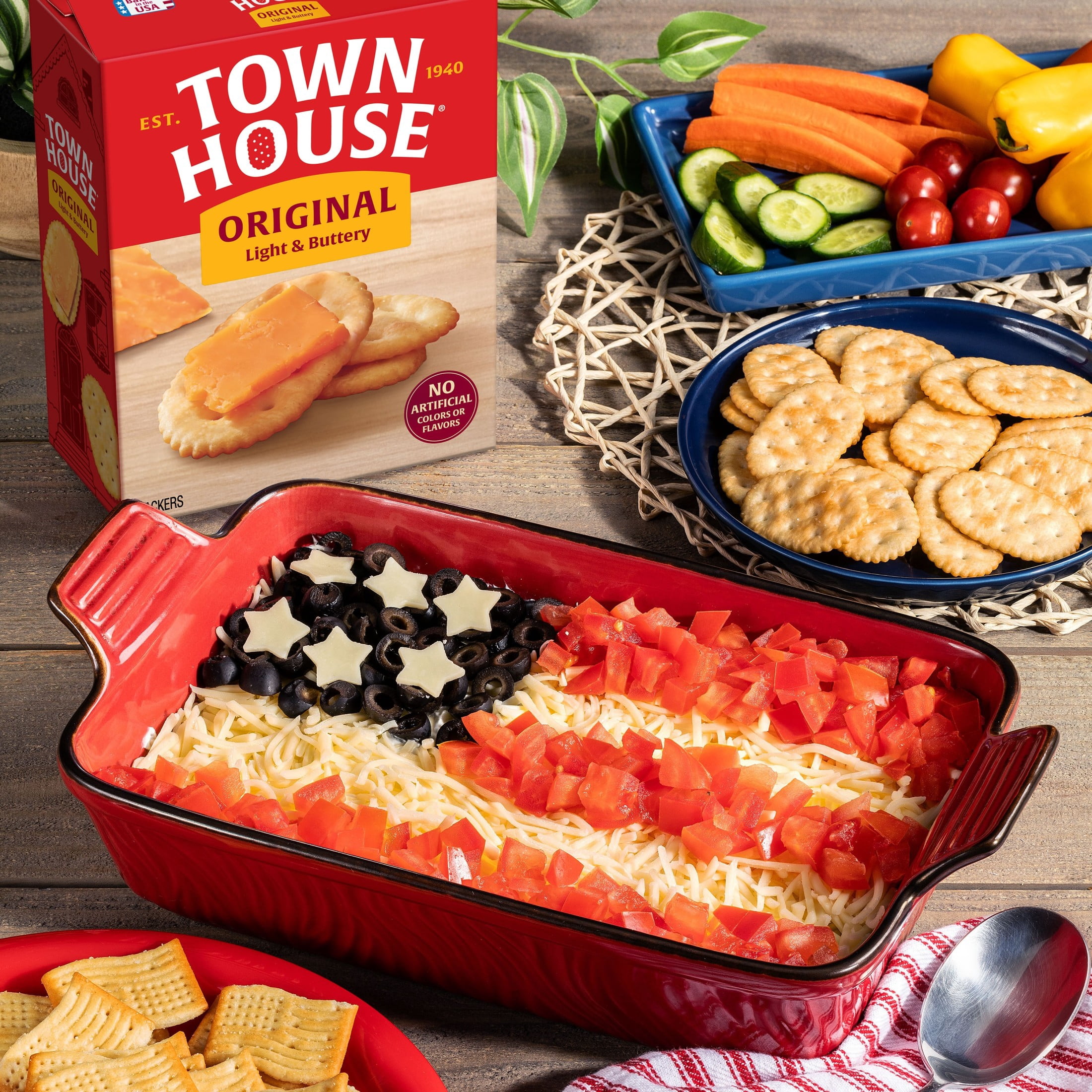 (6 pack) Town House Original Oven Baked Crackers, Salty Snacks, 20.7 oz