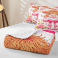 thumbnail image 4 of jejeloiu Cute Highland Cattle Bed Spread Queen For Kids,Pink Bow Floral Blossom Queen Coverlet Set For Girls,3-Piece, 4 of 7