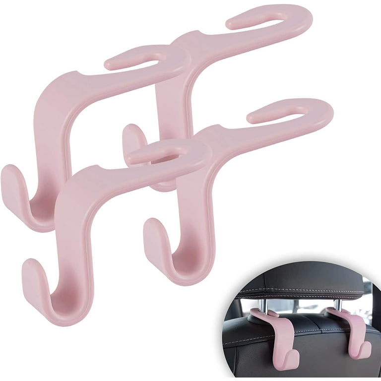 Car Seat Headrest Hook, Car Headrest Hidden Hook, 4 Pack Universal Auto Car  Back Seat Hook Organizer for Purse Coat, Car Interior Accessories (Light  Pink) 