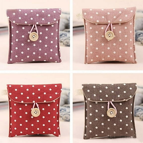 Joernso Women's Portable Polka Dot Storage Pouch Sanitary Napkin Holder Organizer Bag