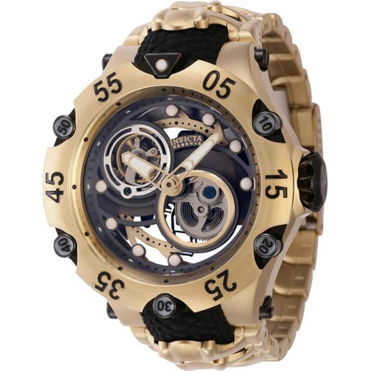 Invicta Men s 21353 Reserve Bolt Swiss Chronograph Gold IP Black Rubber Watch Walmart