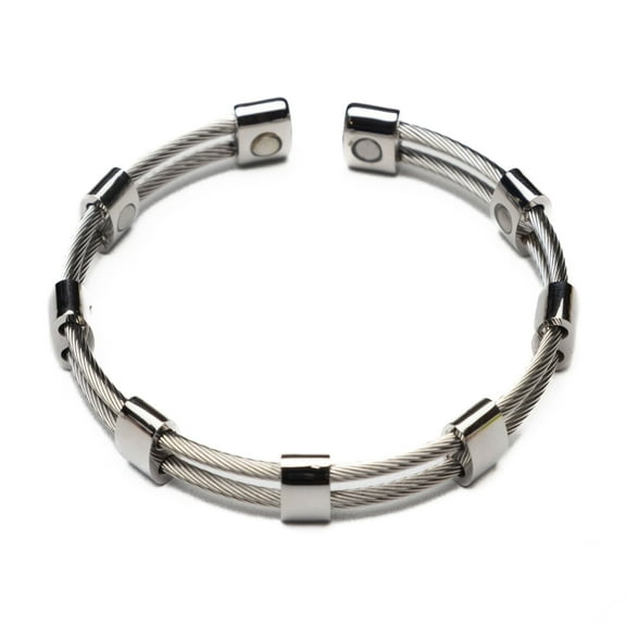 Silver Stainless Steel Mesh Magnetic Bangle Bracelet