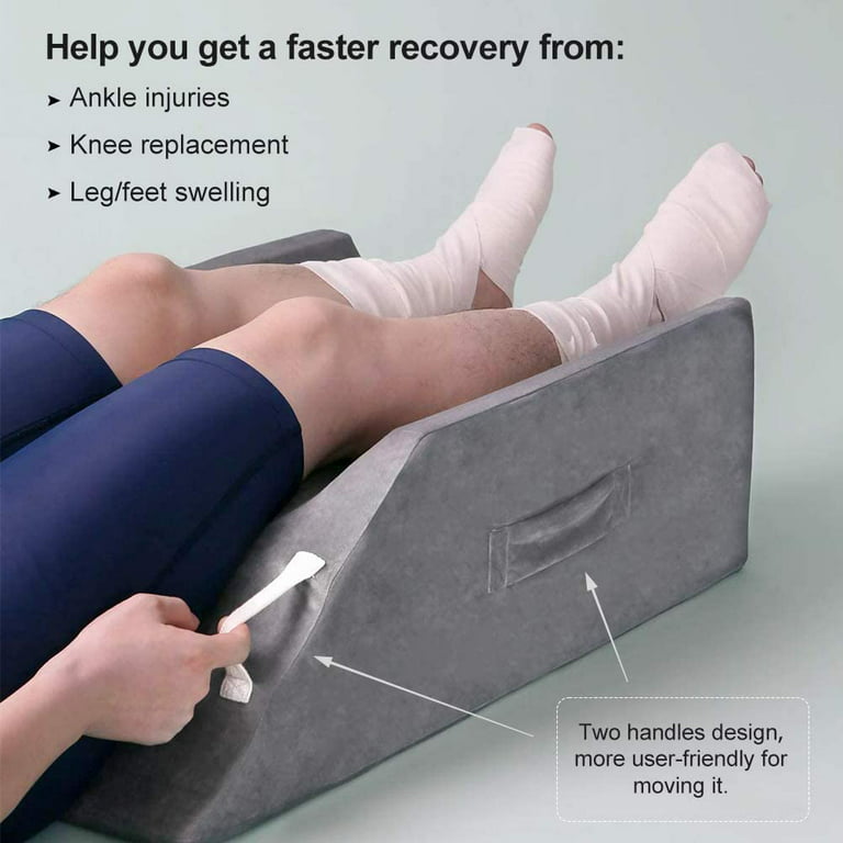 Ashfly Post-Surgery Leg, Knee, Ankle Elevation Double Wedge Pillow, Memory  Foam Leg Elevating Pillow for Injure, Sleeping, Foot Rest, Reduce Swelling  