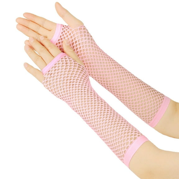 Womens 80s Fishnet Gloves Theme Party Costume Accessory Stretchable Vintage Style Evening Wear
