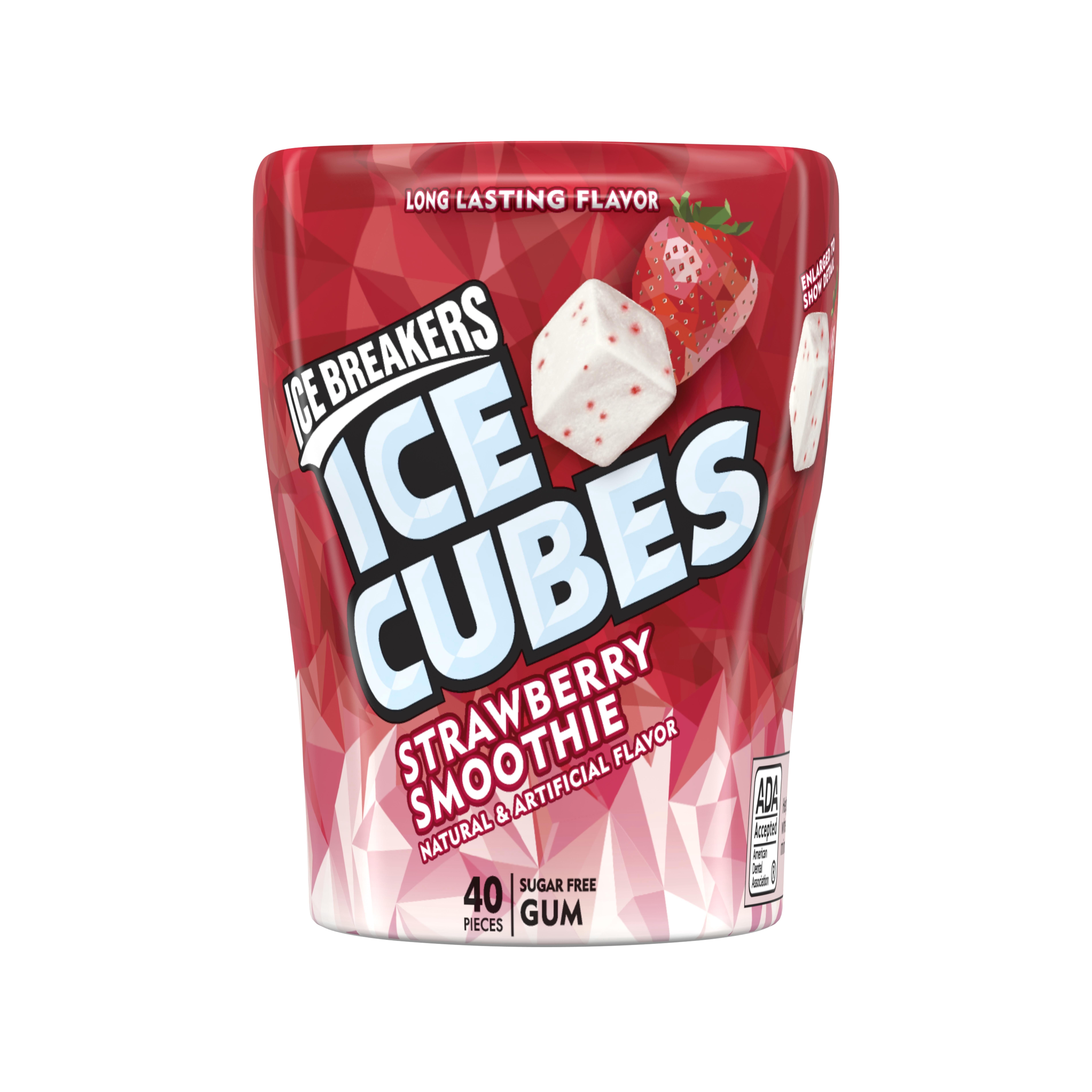 Ice Breakers Ice Cubes Strawberry Smoothie Sugar Free Gum, 40 ct, 3.24 oz