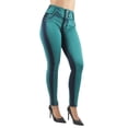 thumbnail image 2 of Fashion2Love Women's Juniors Colombian Design Mid Waist Butt Lift Push Up Skinny Jeans, 2 of 8