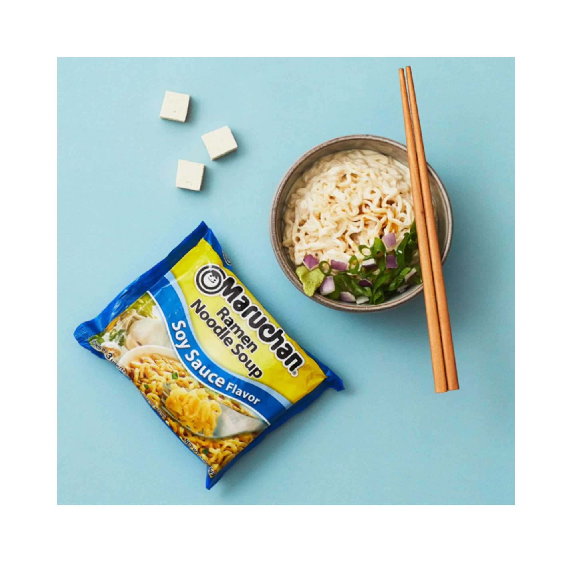 Instant Ramen Noodle Soup– Pork Flavor Noodles Pack, Bulk 3 oz Package –  with 1-Set of Reusable Stainless Steel Chopsticks(24 Individual Packs) 