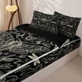 thumbnail image 3 of Homewish Skull Months Dragonflies Zipper Twin Comforter Sets with Fitted Sheet and 2 Pillowcases,Grunge Damask Zipper Bedding Set,Halloween Bed Set,Black Reversible,4pcs, 3 of 8