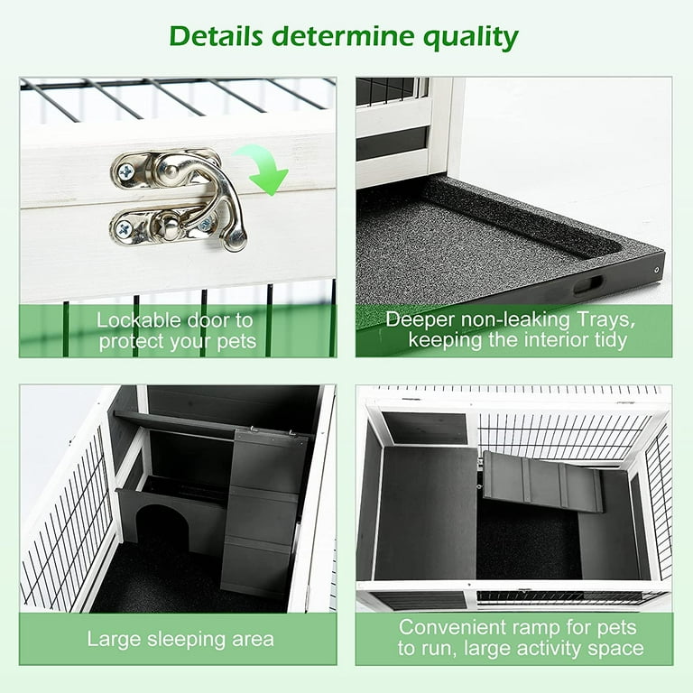 AECOJOY Rabbit Hutch with No Leak Tray & Run 35.4'' Pet House