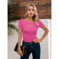 thumbnail image 3 of Womens Cutout Tops Fashion Sexy Short Sleeve Lightweight Slim Fitted Tops Tshirts, 3 of 6