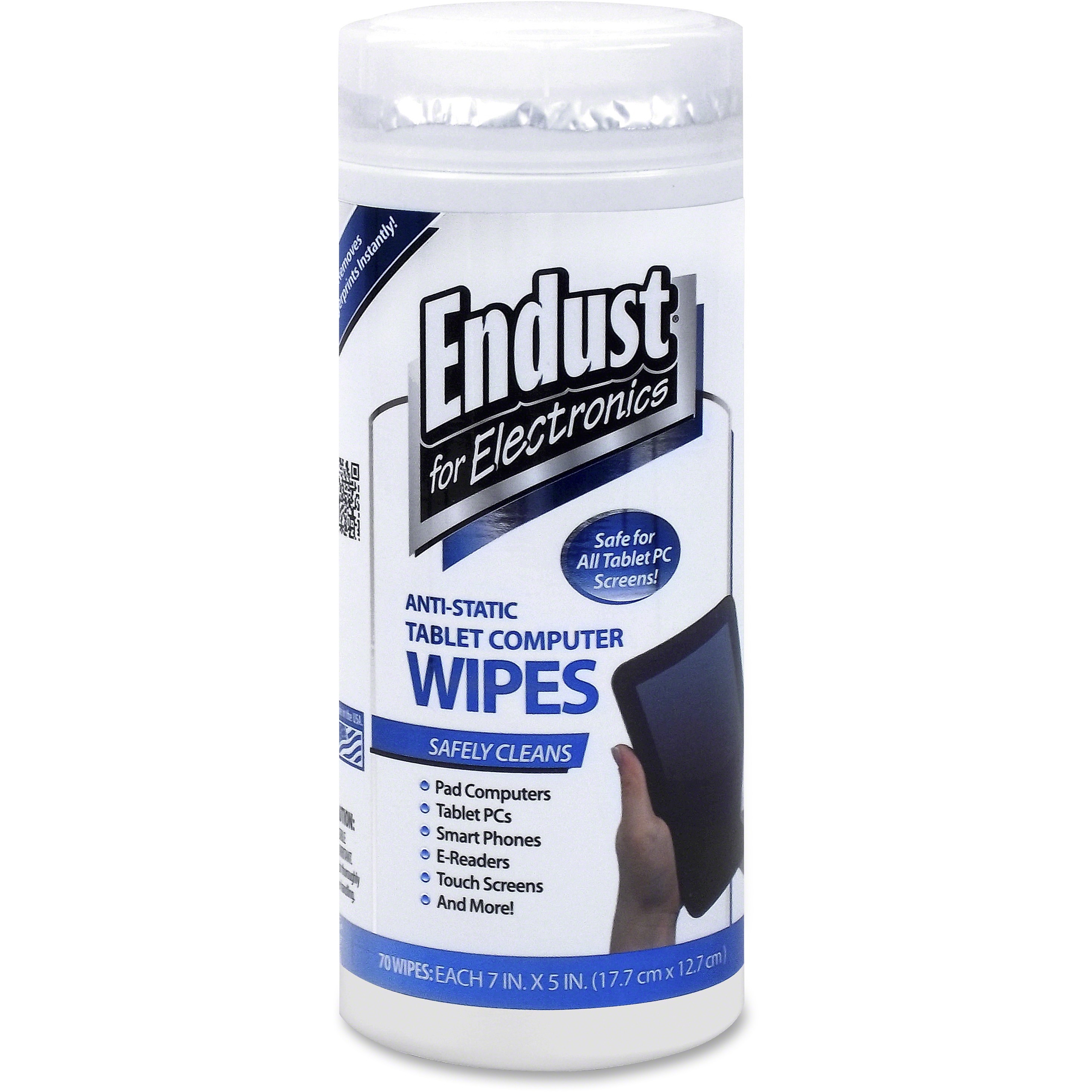 Endust AntiStatic Tablet Wipes 70ct., White, 1 Each (Quantity)