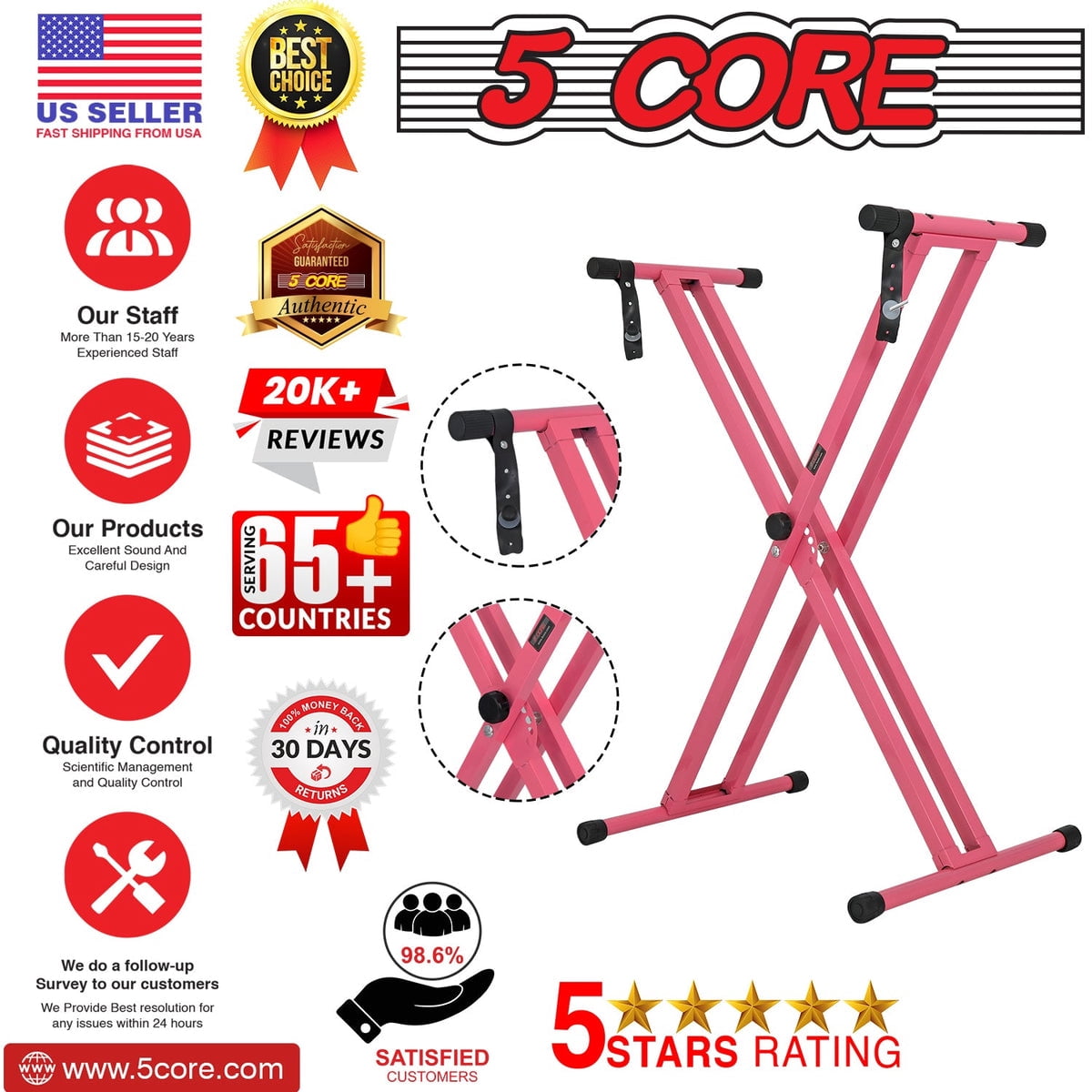5 Core Keyboard Stand Dual X Shape Adjustable Foldable Portable Key Board DJ Controller Stands
