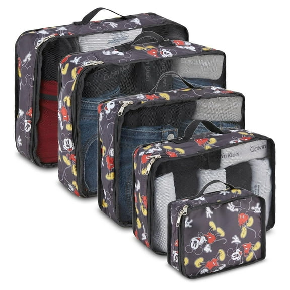 Disney Minnie & Mickey Mouse Packing Cubes, 5 Piece Set Travel Essential Packing Case Black