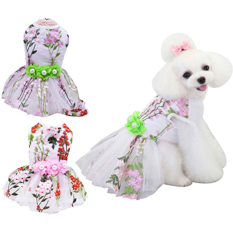 2 Pcs Pet Dress Shirt Puppy Skirt, Cute Dog Dress Pet Spring Summer ...