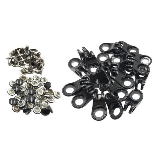 20 Pcs Boot Lace Hooks Fittings Hiking Boots Metal Eyelets For Laces  Replacement With Rivets Repair Supplies (Black)