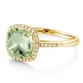 thumbnail image 6 of Gem Stone King 10K Yellow Gold 2.05 Ct Cushion Green Prasiolite and Diamond Engagement Ring, 6 of 6