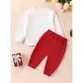 thumbnail image 3 of Bagilaanoe 2Pcs Newborn Baby Girl Valentine’s Day Clothes Letter Print Long Sleeve Sweatshirt Tops + Sweatpants 6M 12M 18M 24M Infant Pants Set, 3 of 9