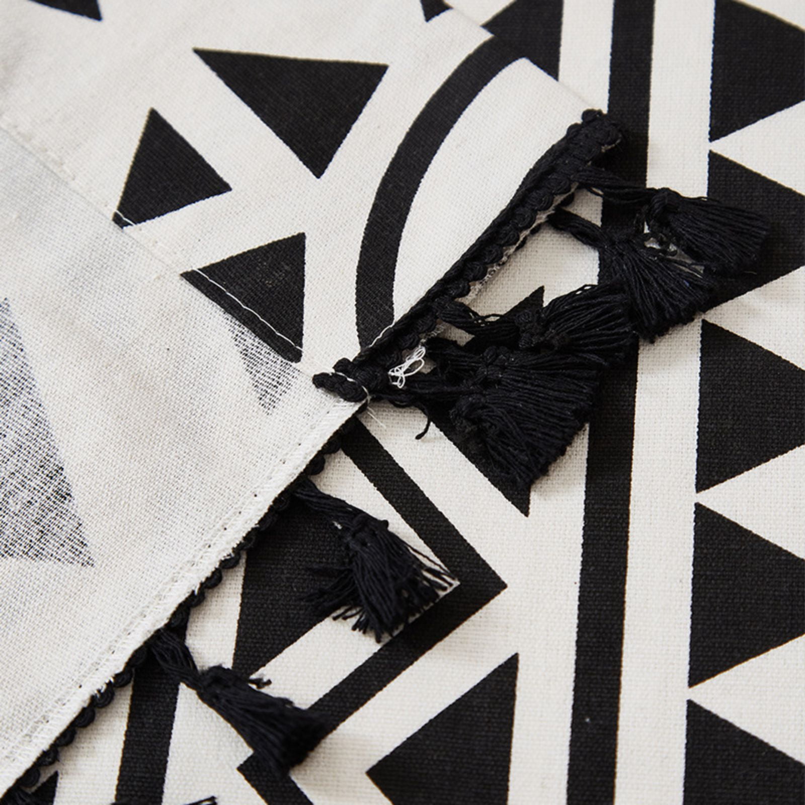 Black White Boho Farmhouse Curtains for Living Room 2 Panels, Linen Light Filtering Vintage Curtains Farmhouse Western Aztec Printed Rustic Rod Pocket Curtain Drapes with Tassels